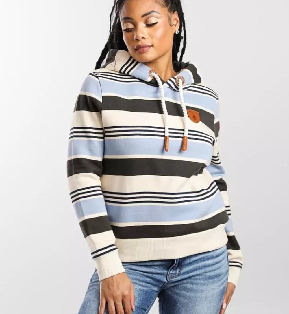 Wanakome Clarion Hooded Sweatshirt Blue Stripe Med